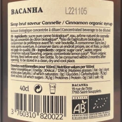 Bacanha Cinnamon Syrup 400ml