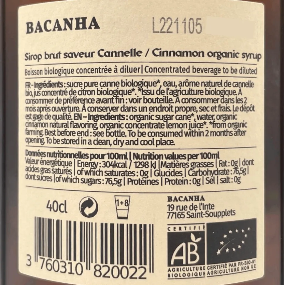 Bacanha Cinnamon Syrup 400ml