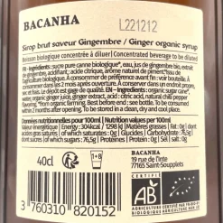 Bacanha Ginger Syrup 400ml