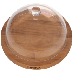 Boska Solid Oak Round Cheese Board with Dome 23.8cm