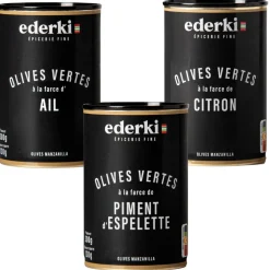 Ederki Green Olive Selection: Garlic, Lemon and Piment d’Espelette