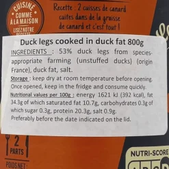 La Belle Chaurienne Non Force Fed Confit Duck Legs 800g
