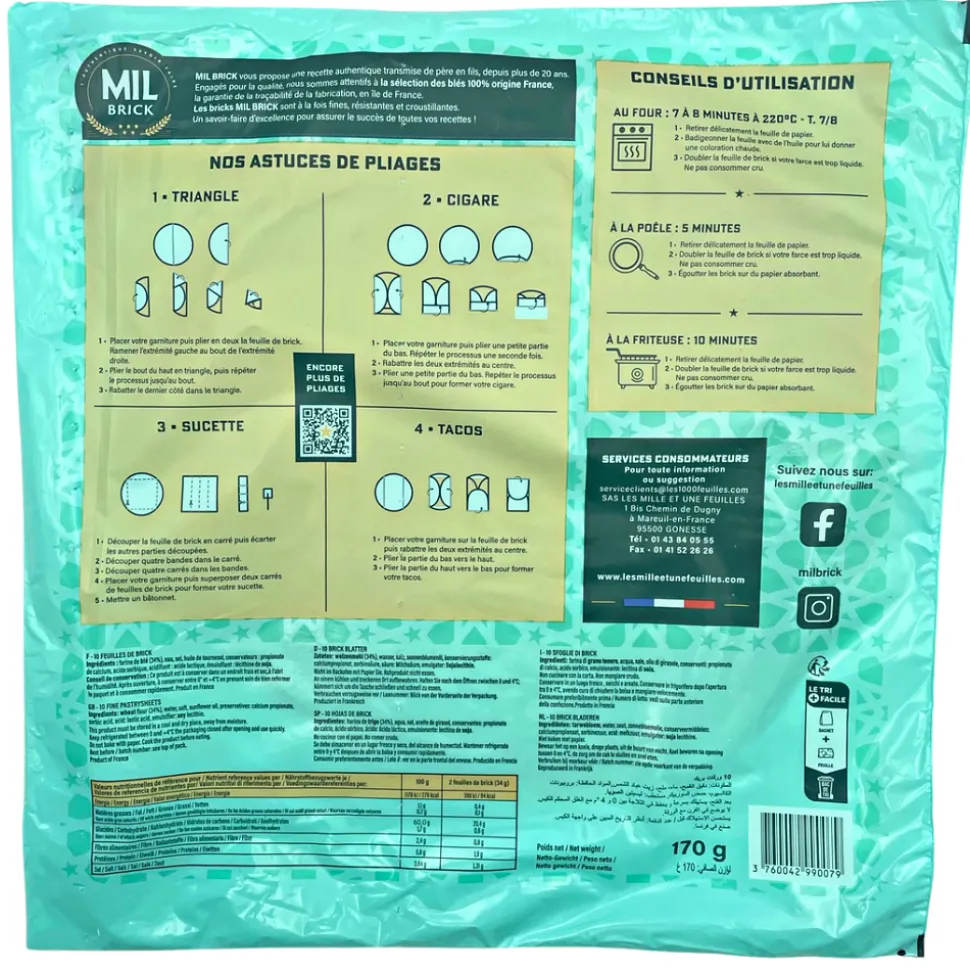 Mil Brick Feuilles de Brick 10 Sheets