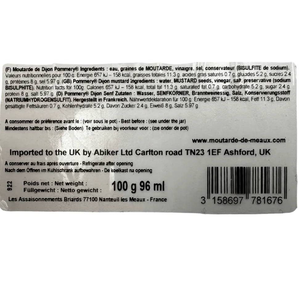 Pommery Fine Dijon Mustard 100g